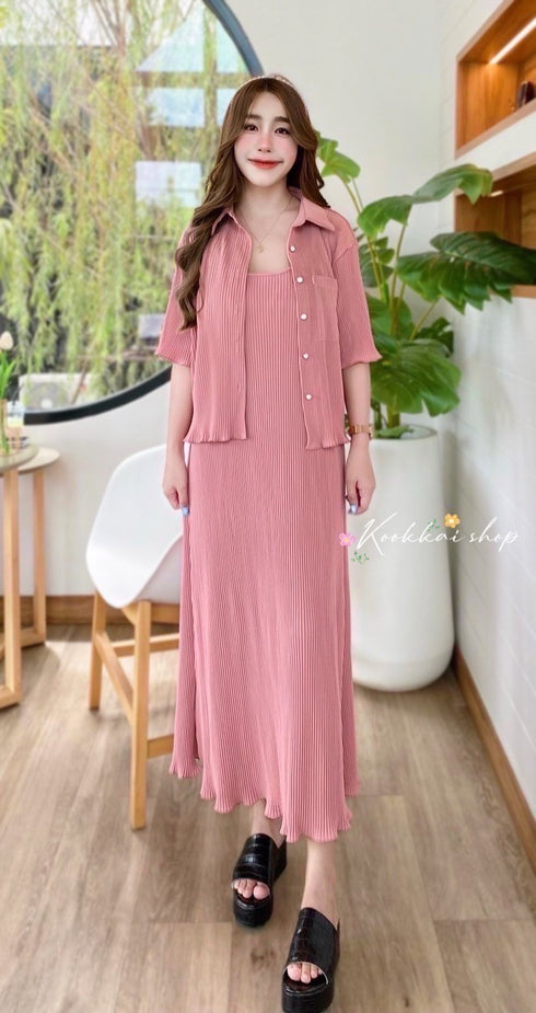 Women Casual Pleated Two Piece Sets